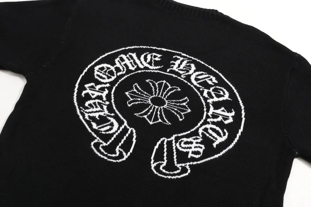 P300 Chrome Hearts Chrome Hearts Classic Horseshoe Round Neck Wool Sweater Color: Orange Black Size: S M L XL XXL